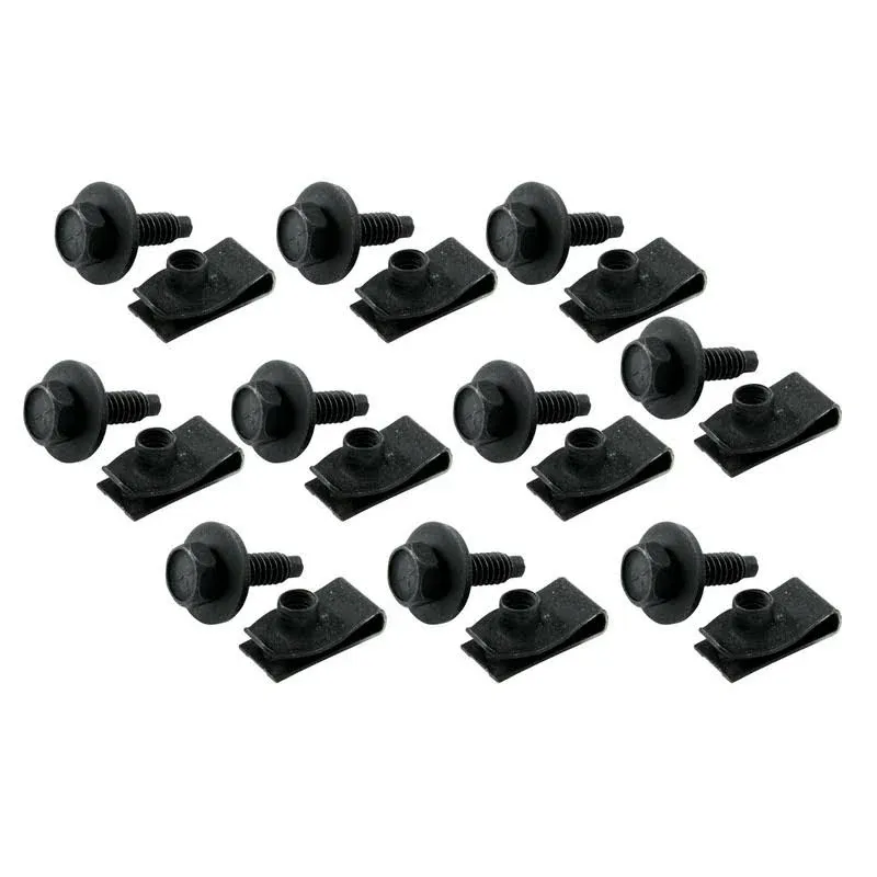 Allstar Performance Body Bolt Kit w/ Clips 10pk Black ALL18558