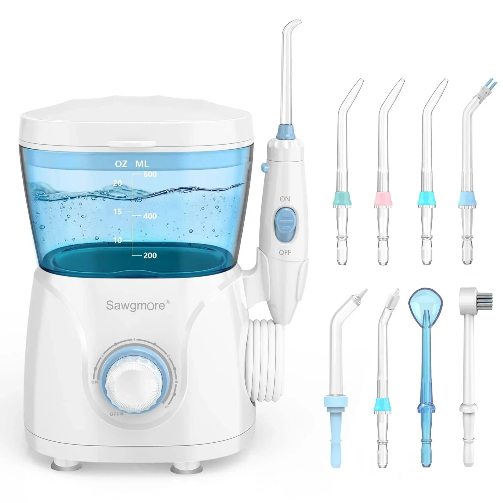 FC166 Water Flosser for Teeth/Braces, 600 ml Large Capacity, 10 Adjustable Pressures,8 Home Nozzles Professional Oral Irrigator for Teeth Clean(Black)