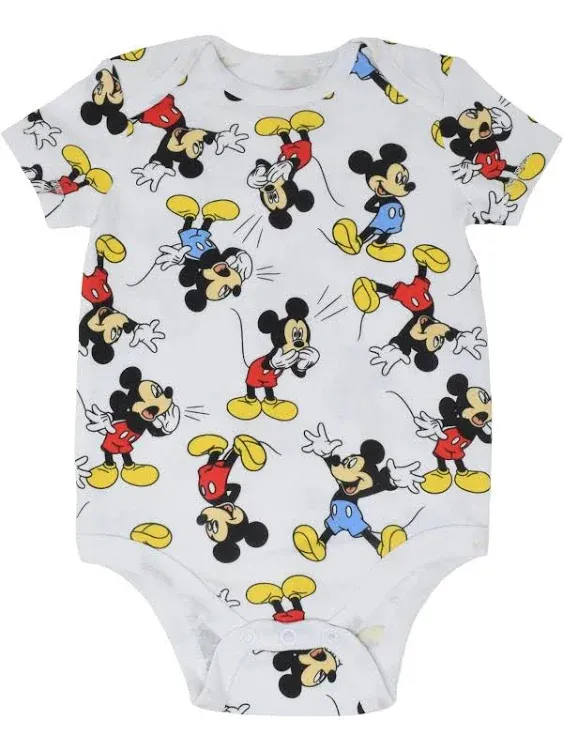 Disney Mickey Mouse Lion King Winnie the Pooh Pixar Toy Story Finding Nemo Baby 5 Pack Bodysuits Newborn to Infant