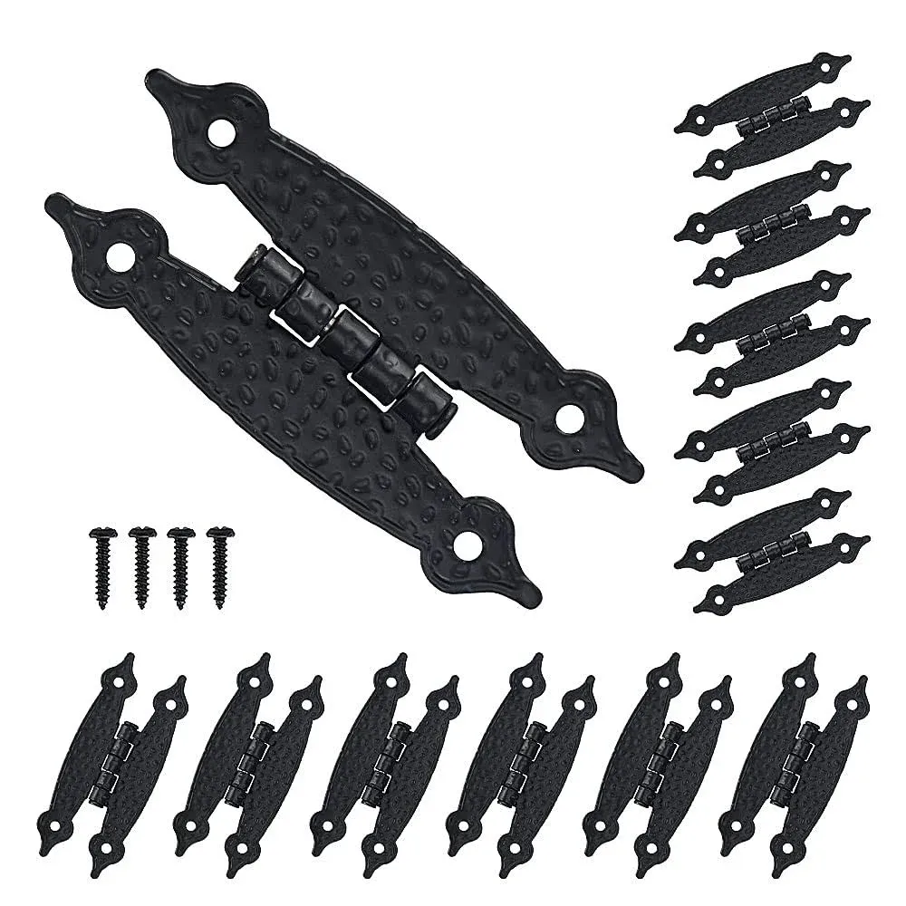 HOME MASTER HARDWARE 12 Pieces (6 Pairs) Cabinet Hinges, Embedded Matte Black Cabinet Hinges, Suitable for Kitchen/Bathroom/Furniture Cabinet and Door-3.5"x1.5"