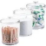 mDesign Plastic Laundry Shelf Storage Organizer Jar Holder Set for Laundry Room Storage - Holds Detergent Powder, Pods, Clothes Pins, Dryer Sheets, Scent Boosters - 3 Pack - Clear