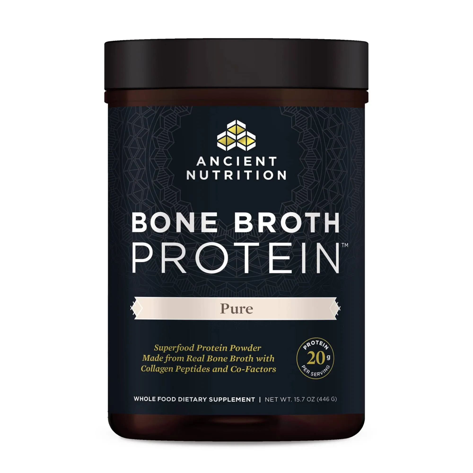 Ancient Nutrition Bone Broth Protein, Pure - 15.7 oz