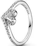 Pandora Sparkling Wishbone Heart Ring