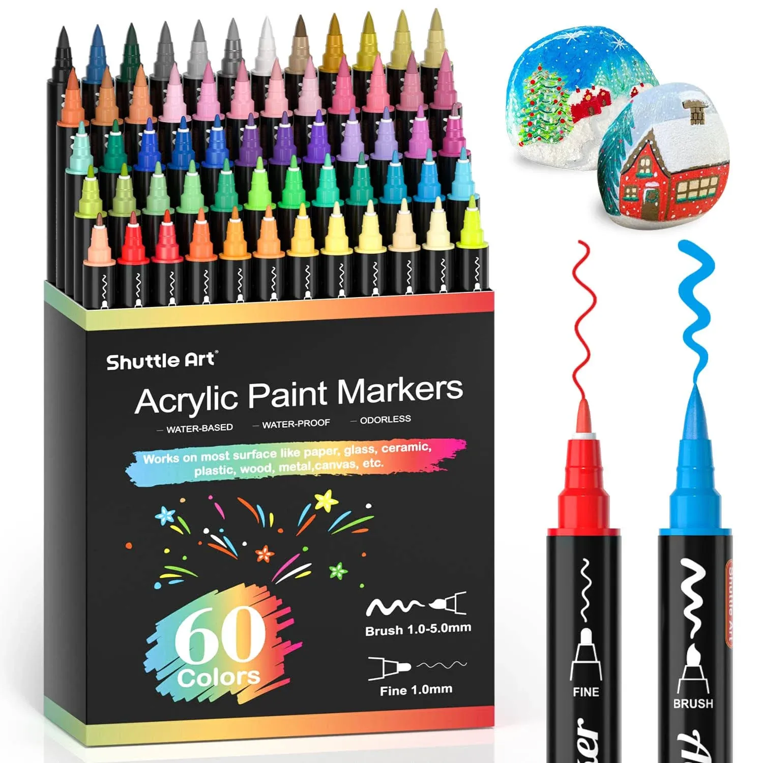 Shuttle Art 60 Colors Dual Tip Acrylic Paint Markers