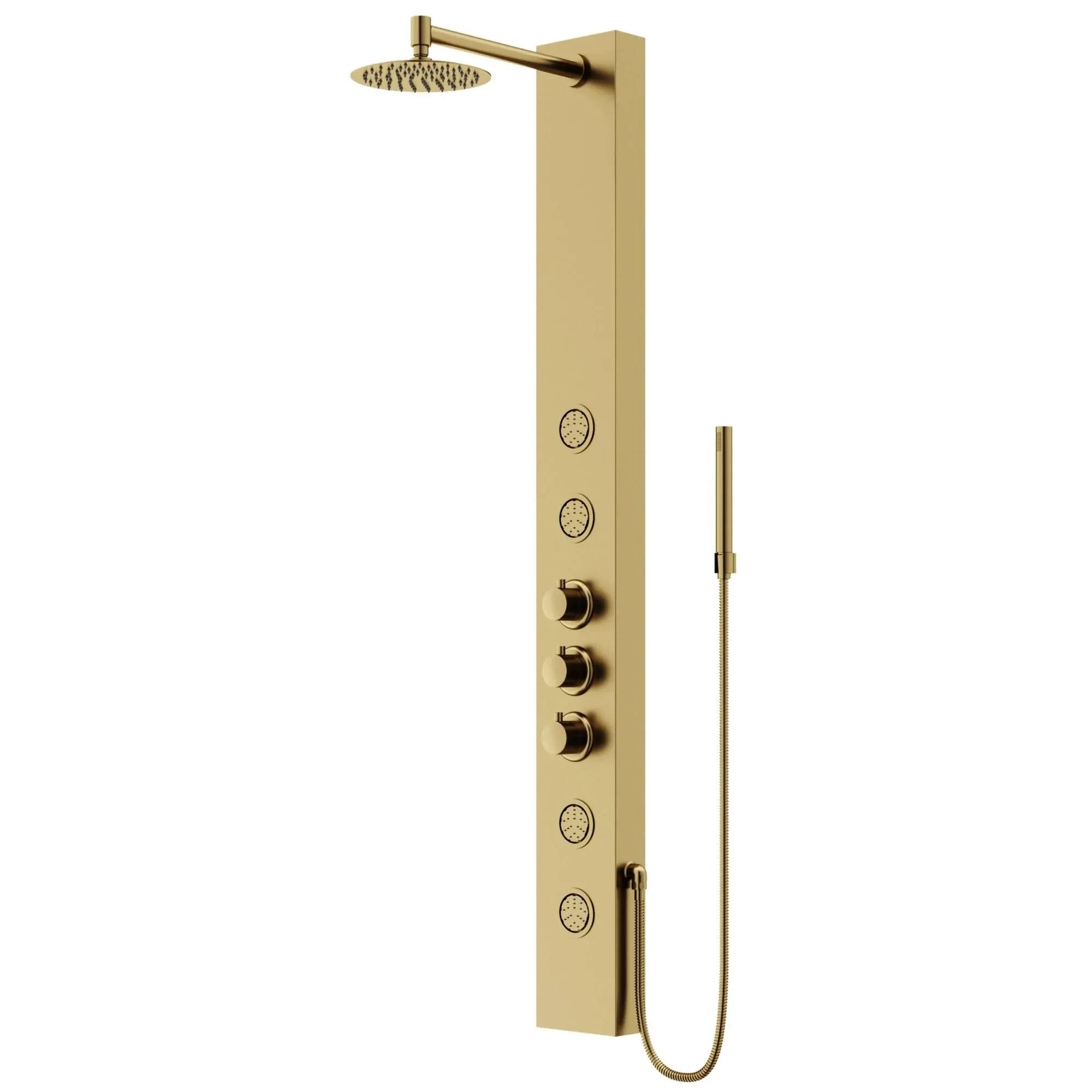 Vigo Ellington Thermostatic Shower Panel with Shower Head, Hand - Matte Gold