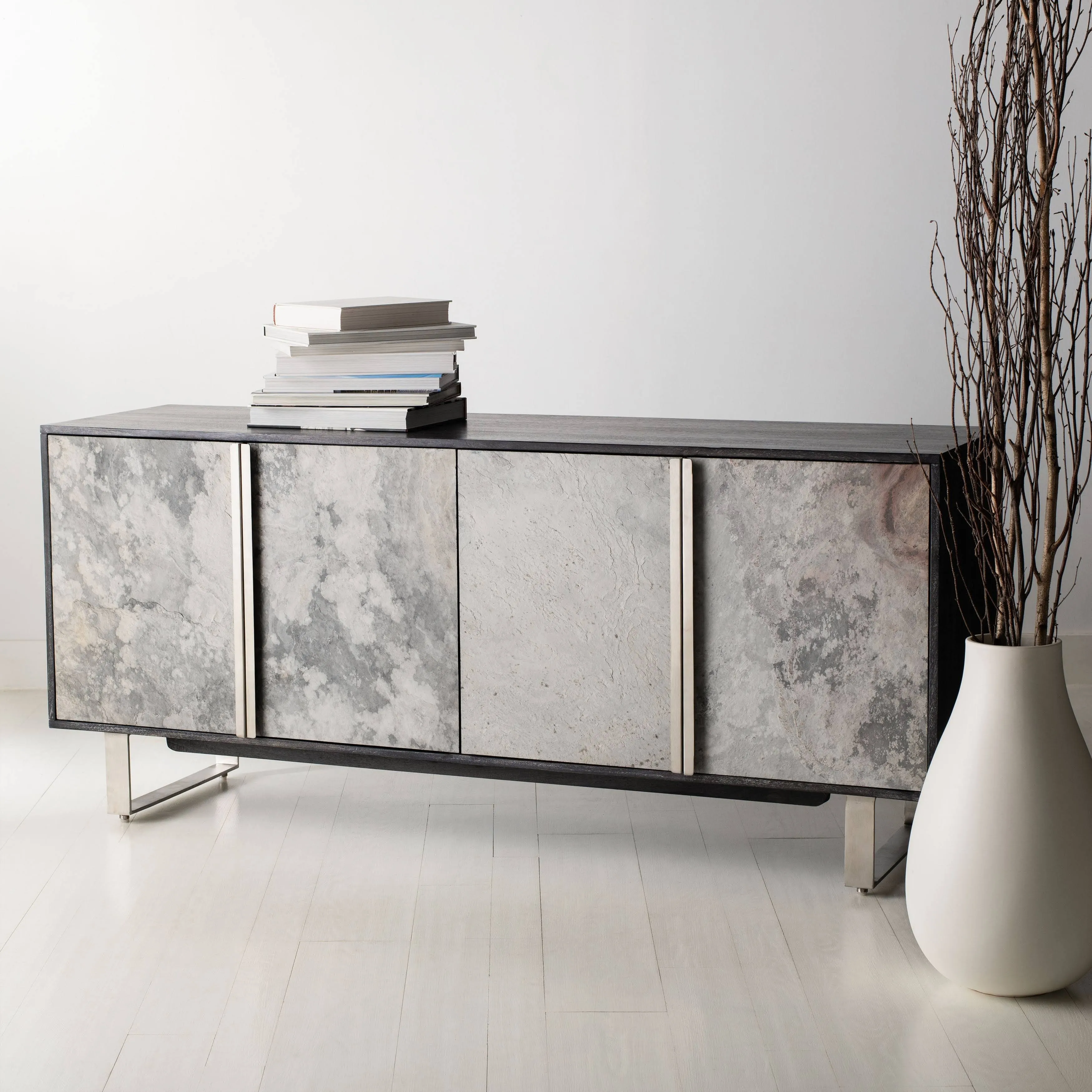 Safavieh Couture Drake Slate 4 Door Sideboard Black, #N/A - Contemporary - Buffets And Sideboards - by Safavieh | Houzz