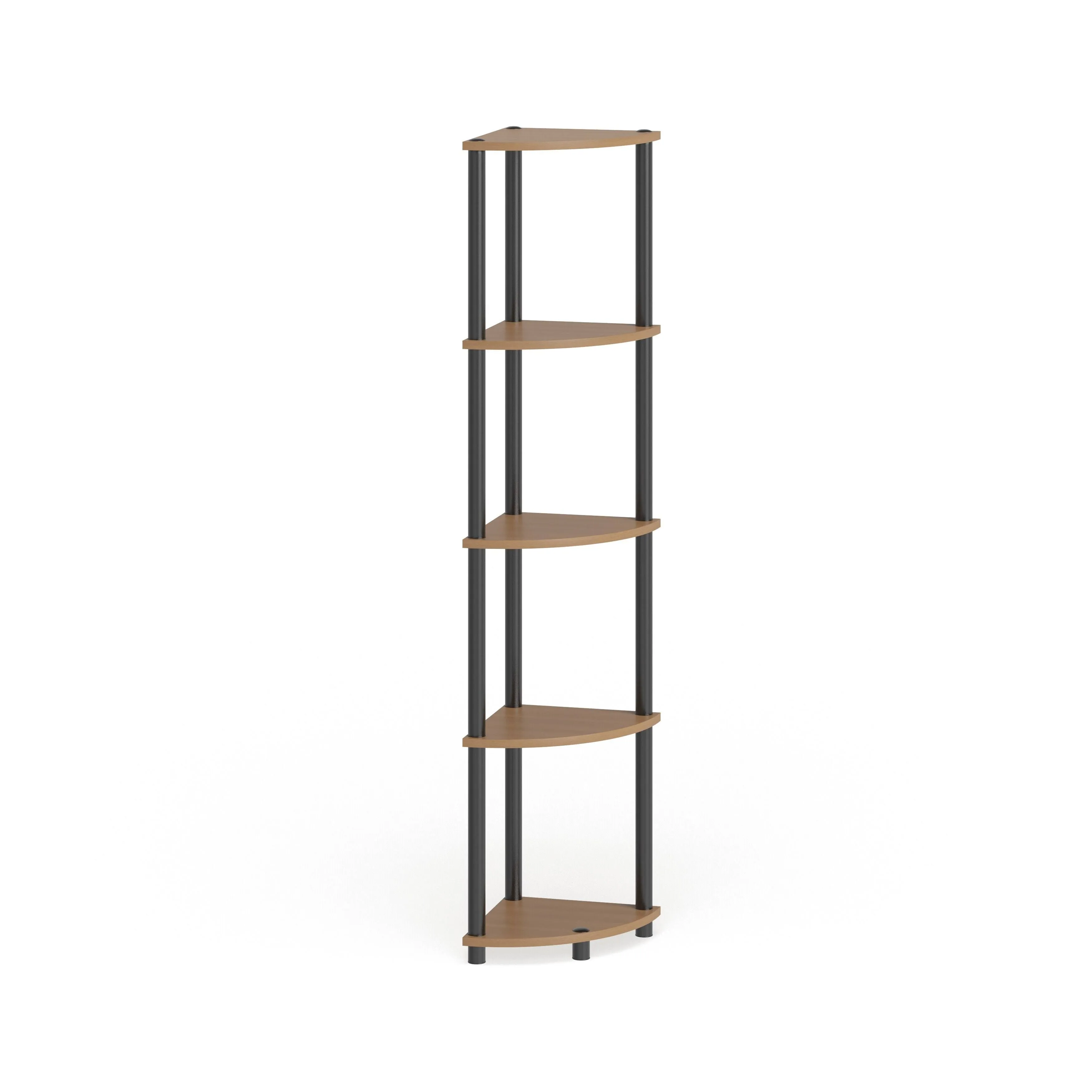 Furinno Turn-N-Tube 5 Tier Corner Display Rack Multipurpose Shelving Unit, Light Cherry/Black