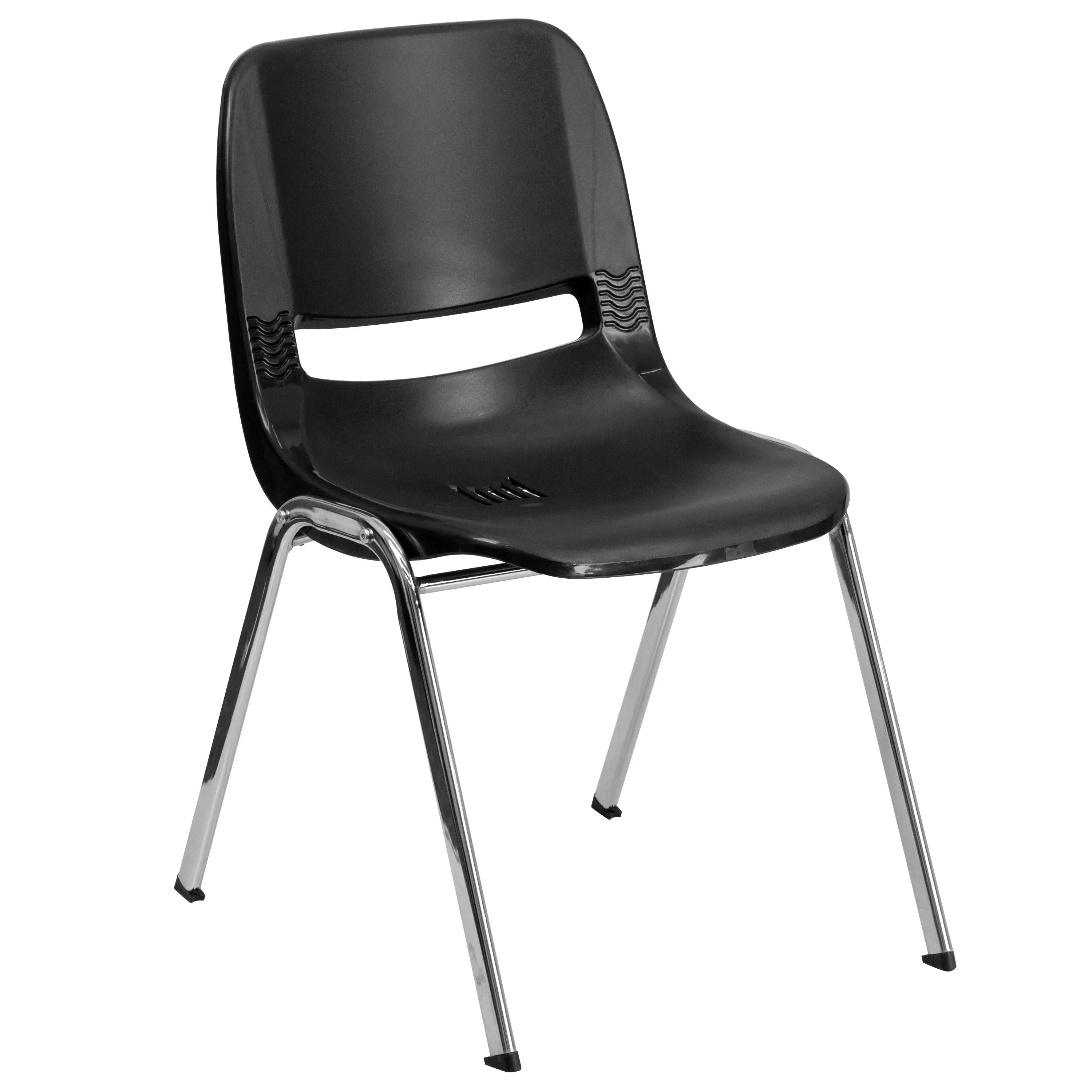 Flash Furniture Hercules Series 880 lb. Capacity Ergonomic Shell Stack Chair with Chrome Frame and 18'' Seat Height