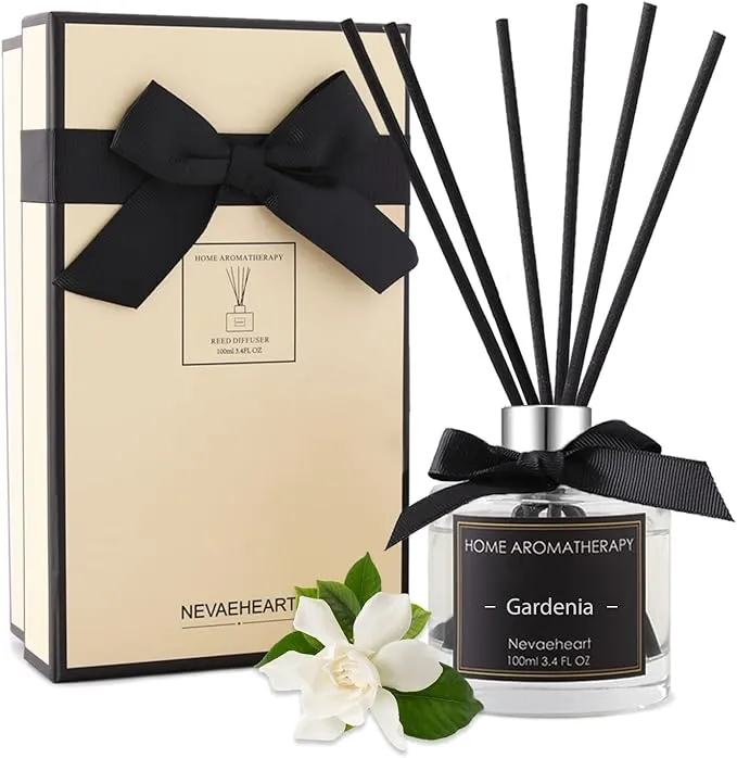 NEVAEHEART Premium Reed Diffuser Set | Gardenia Scented Sticks Diffuser | Reed ...