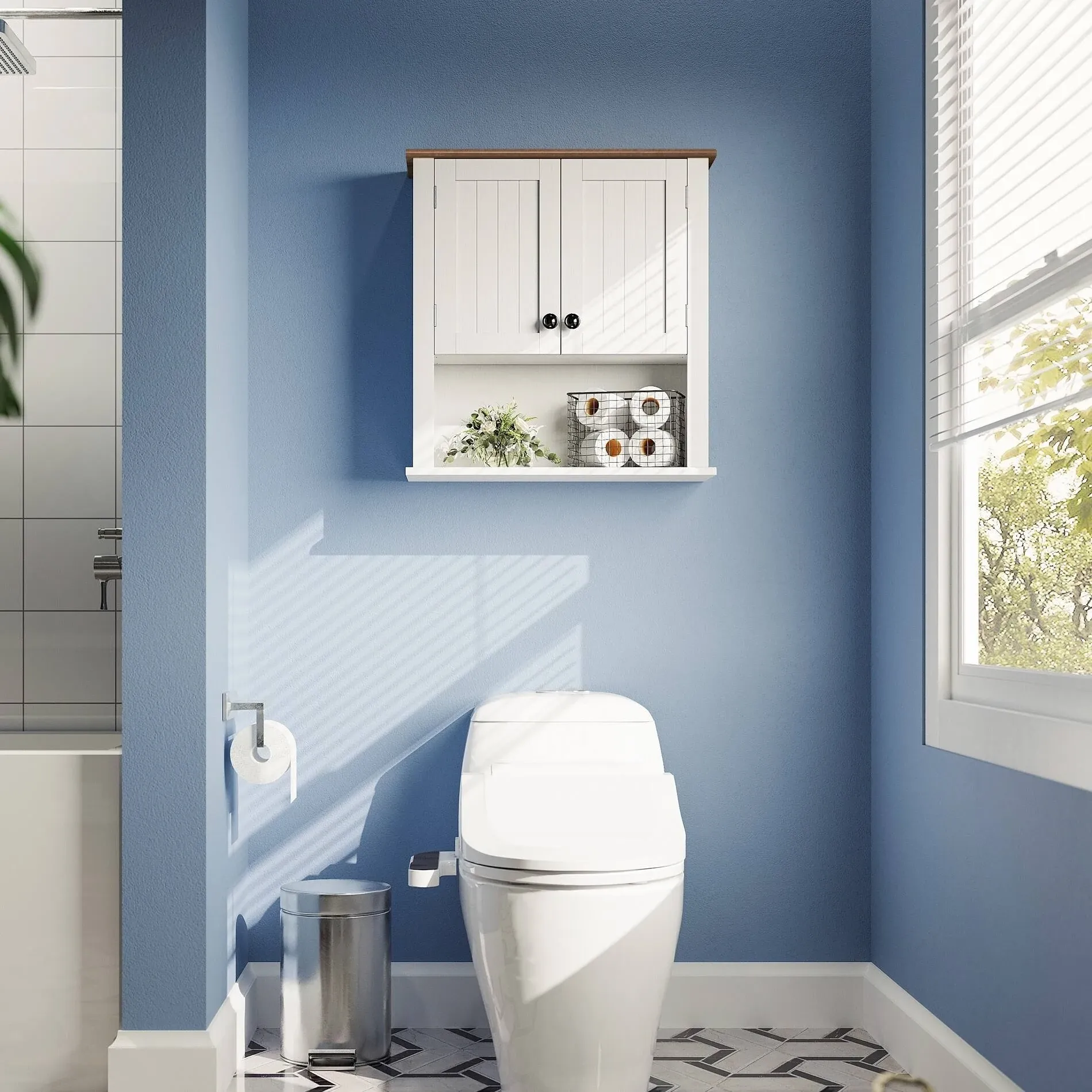 Wall Mounted Medicine Cabinet White Wood Over The Toilet