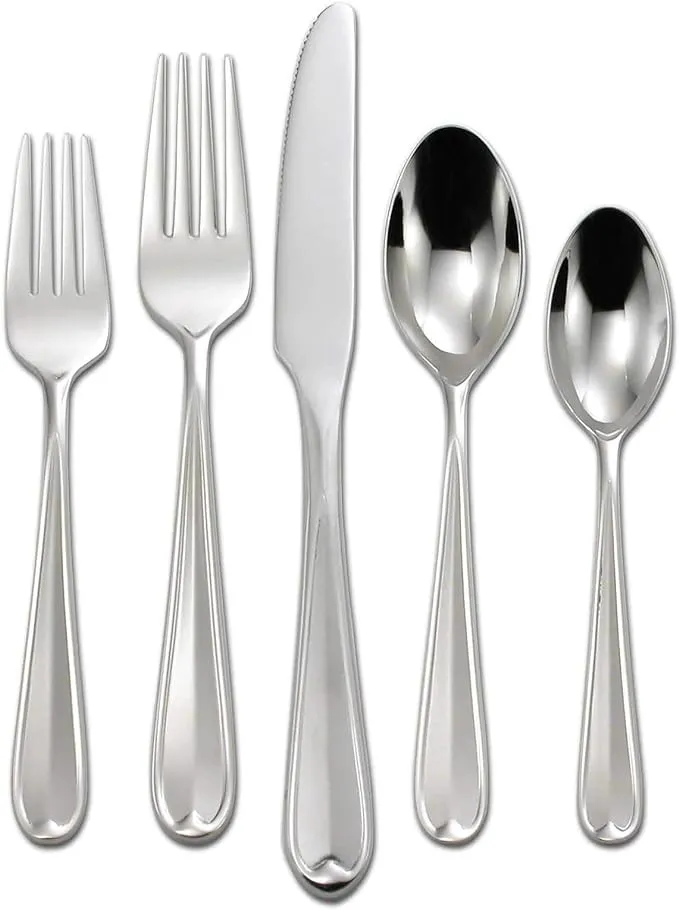 Oneida Dylan 42 Piece Everyday Flatware, Service for 8, 18/0 Stainless Steel, Silverware Set