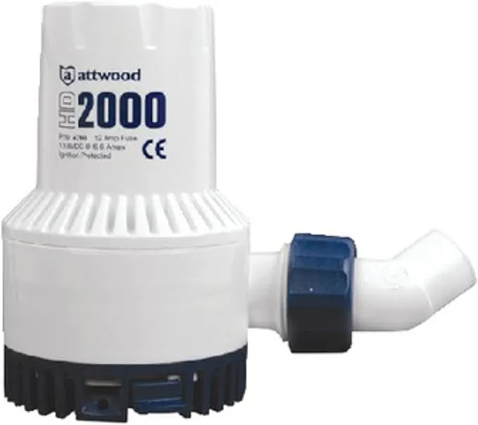 Attwood 4730-4 Heavy Duty 1,700 GPH Fully Submersible Boat Livewell/Baitwell Bilge Pump