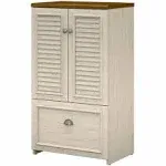 Bush Furniture WC53280-03 Fairview Storage Cabinet with Drawer in Antique White & Tea Maple