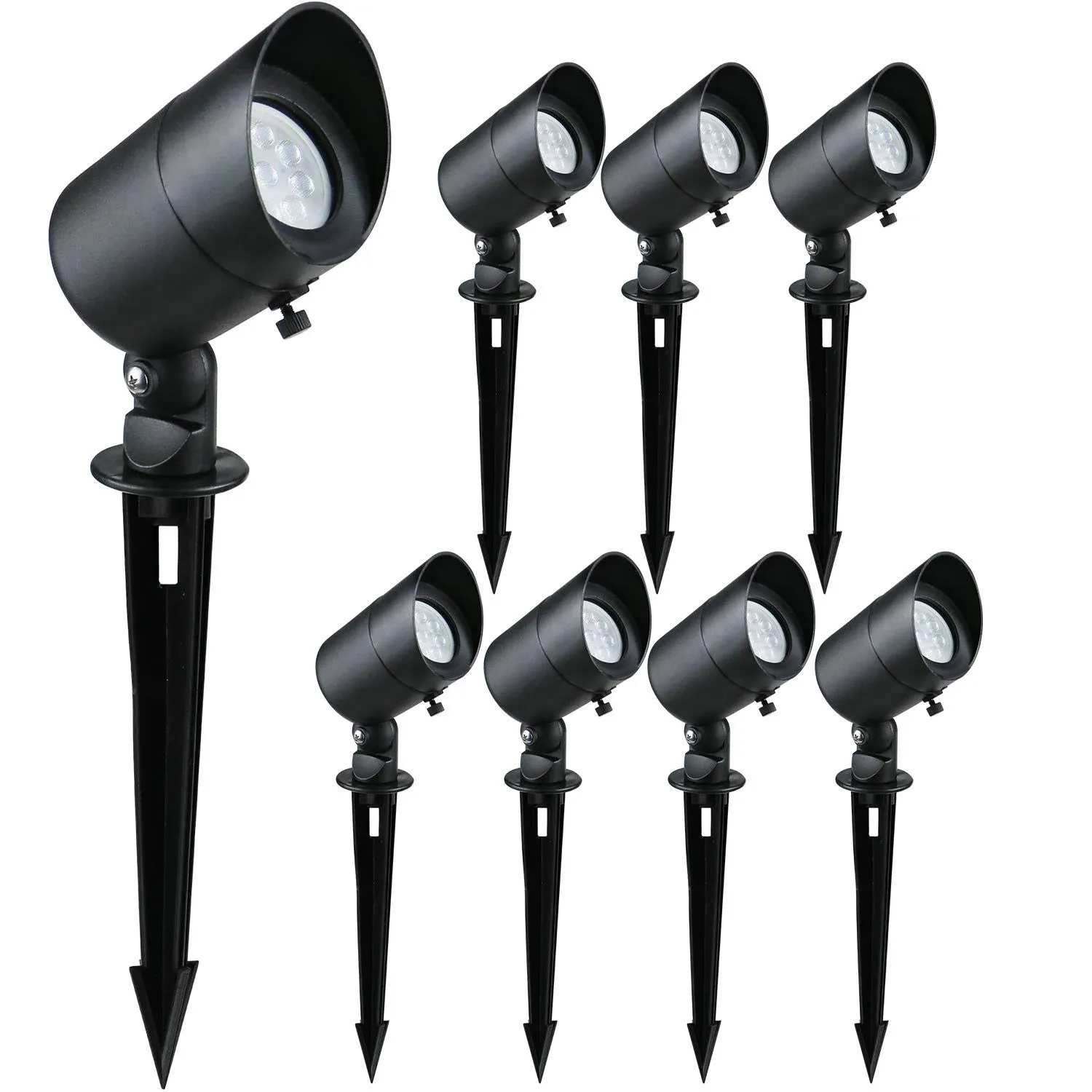 Doluck 4W LED Landscape Lights Low Voltage Landscape Lighting Spotlights GL101-BKLED8 AC/DC 12V Warm White Waterproof for Driveway,Yard, Lawn,Patio,Walls,Trees,Flags,Outdoor Light (Black, 8 Pack)