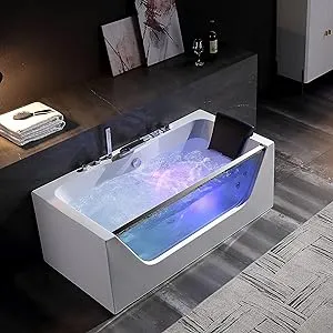 Empava 59 in. Whirlpool Rectangular Bathtub - EMPV-59JT408LED