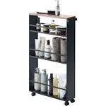 YAMAZAKI home Tower Rolling Slim Storage Cart With Handle Black