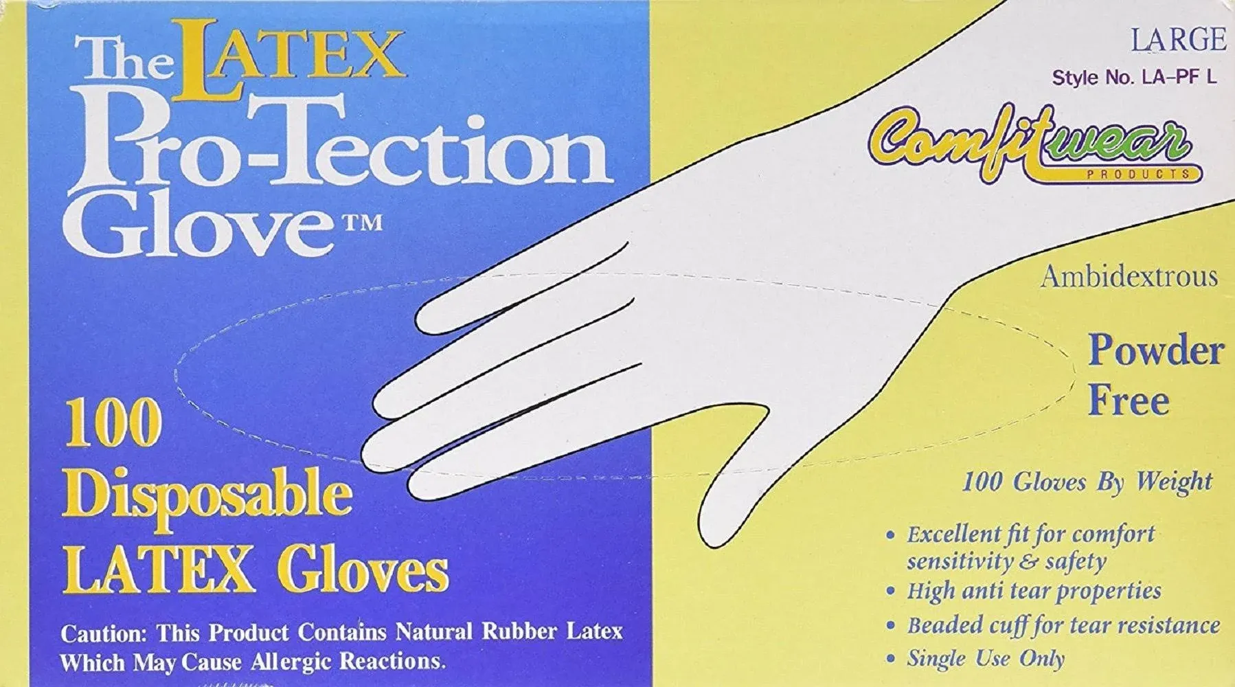 ComfitWear Disposable Latex Gloves Large 500 Count