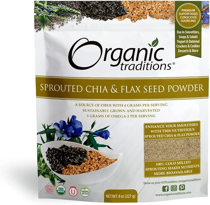 Organic Traditions Sprouted Chia/Flax - 8 oz Seed