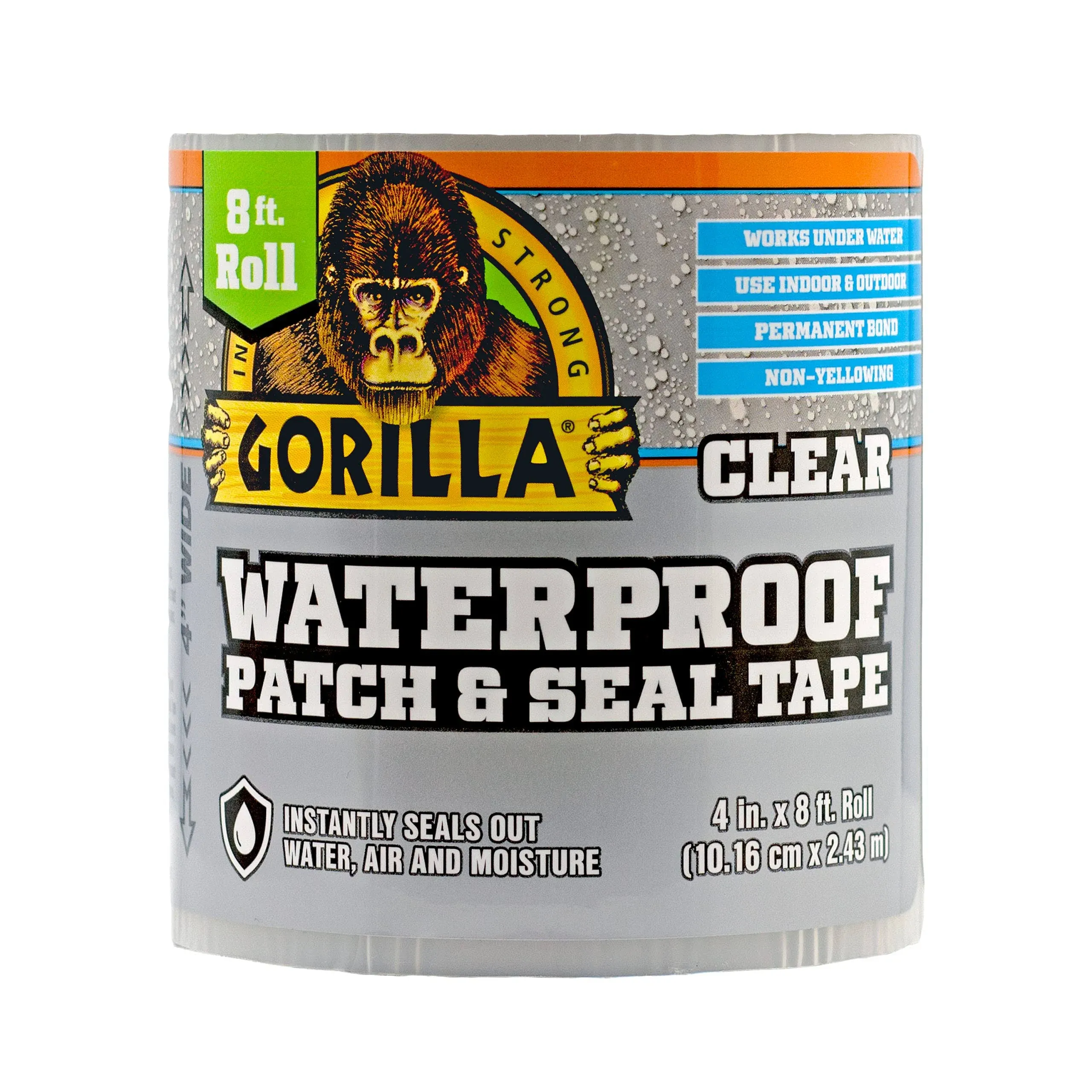 Gorilla 4 In. x 8 Ft. Waterproof Patch & Seal Repair Tape, Clear