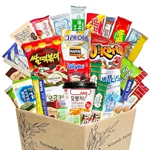 Journey of Asia Korean Snack Box 38 Count - Care Package Individually Wrapped Packs of Snacks, Chips, Cookies, Candy and Tteokbokki, Treats for Kids Children College Students Friends Family