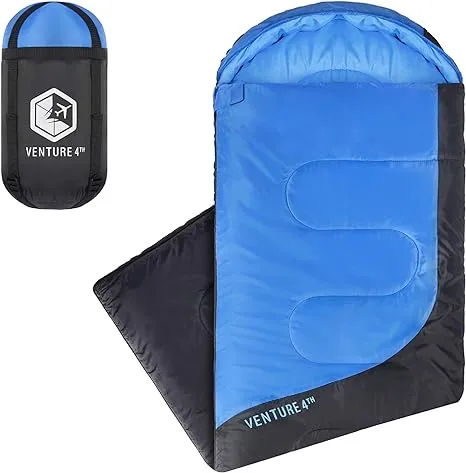 VENTURE 4TH Backpacking Sleeping Bag – XXL, Double and Single Sizes - Lightweight Warm & Cold Weather Sleeping Bags for Adults, Kids & Couples – Ideal for Hiking, Camping & Outdoor Adventures