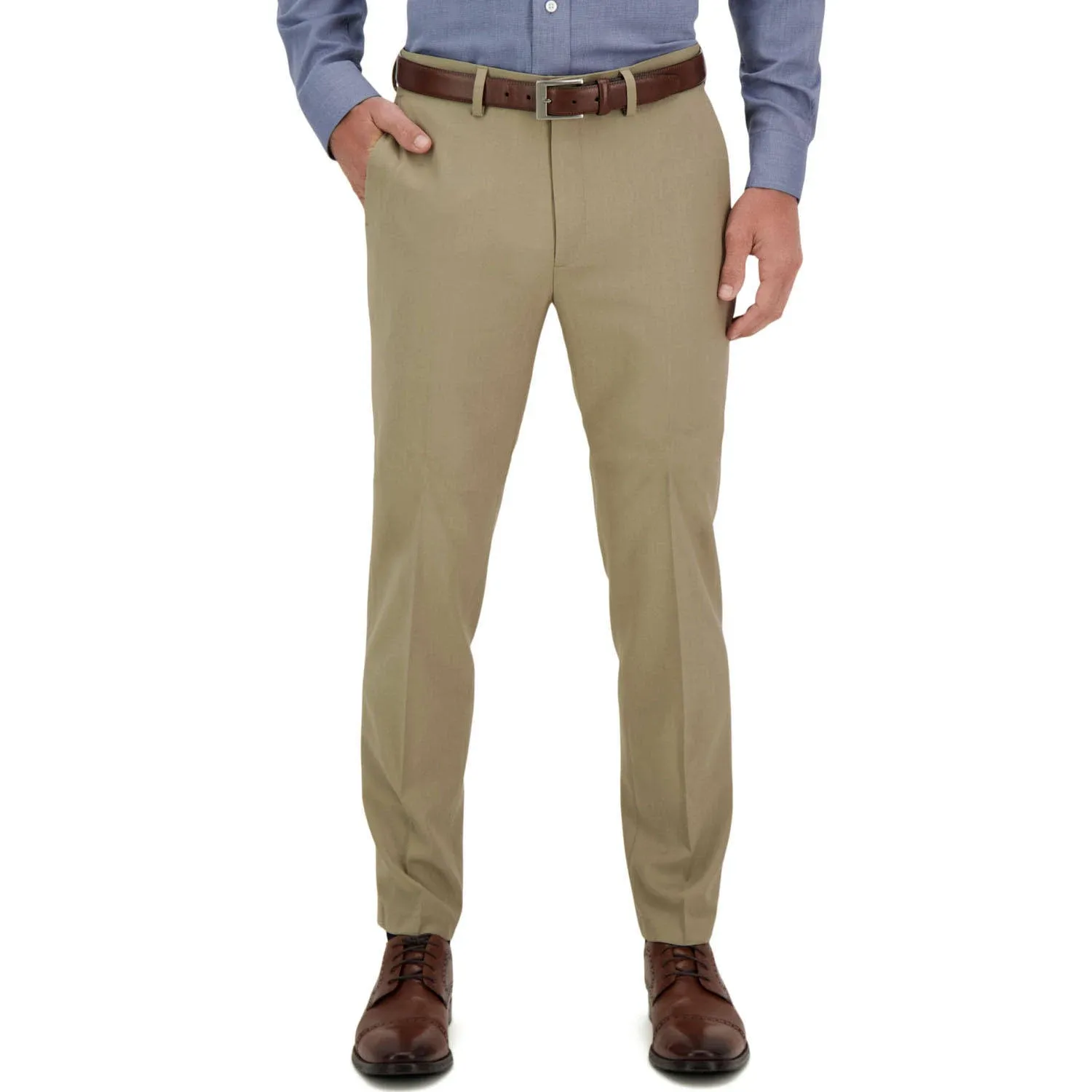 Haggar Men's Performance Comfort Stretch Flat Front Straight Fit Dress Pant