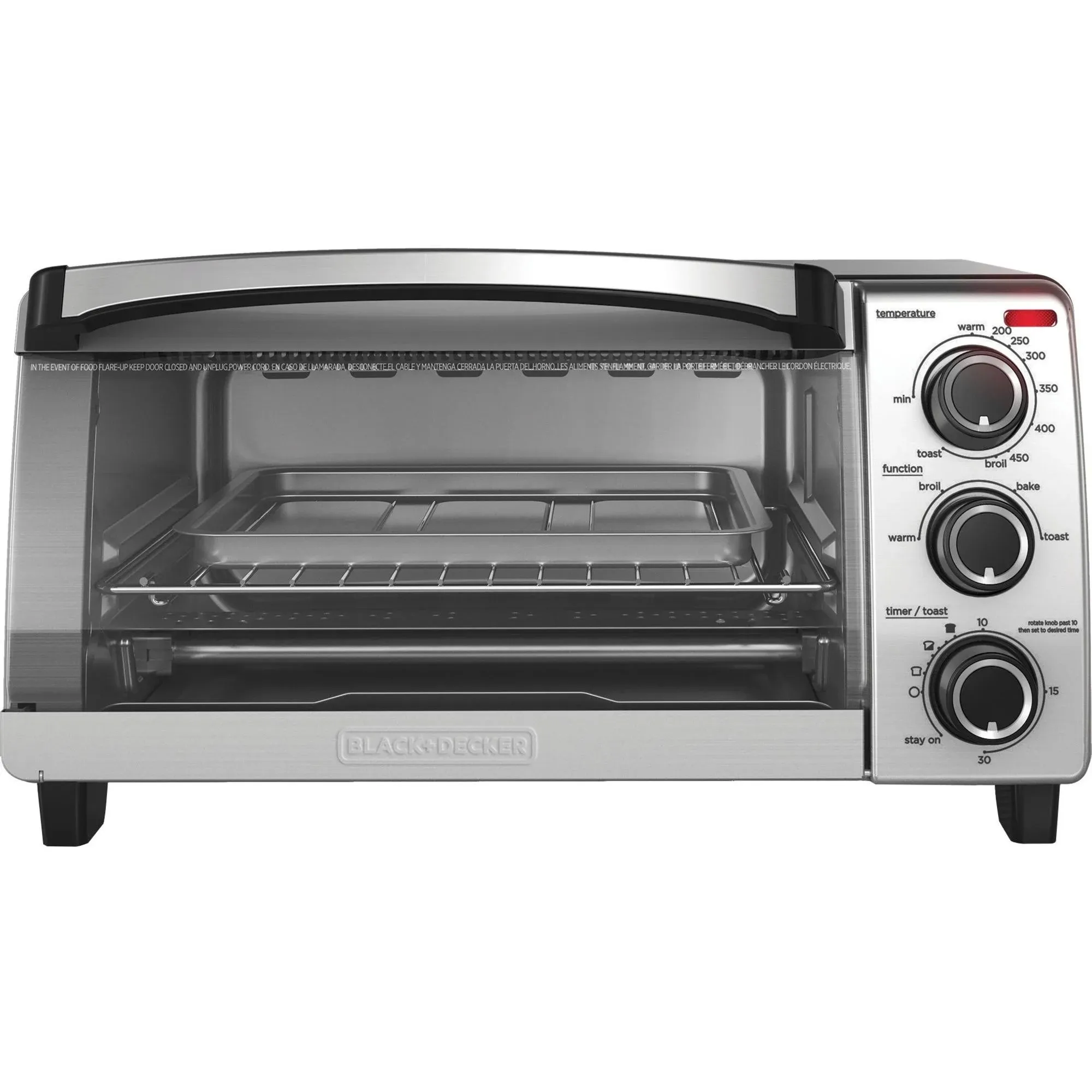 BLACK+DECKER Natural Convection 4-Slice Bake Broil Toaster Oven Extra Wide