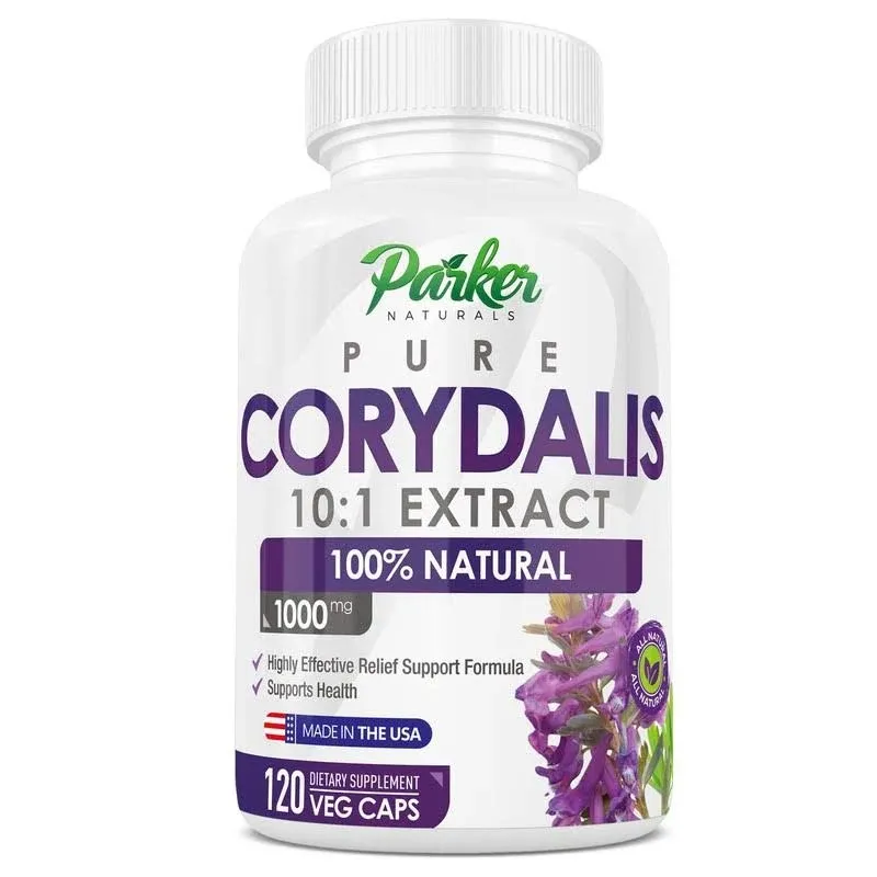 Parker Naturals Pure Corydalis Natural Relief to Alleviate Minor Aches Extract - 1,000 Mg Per Serving - 120 Premium Corydalis Capsules