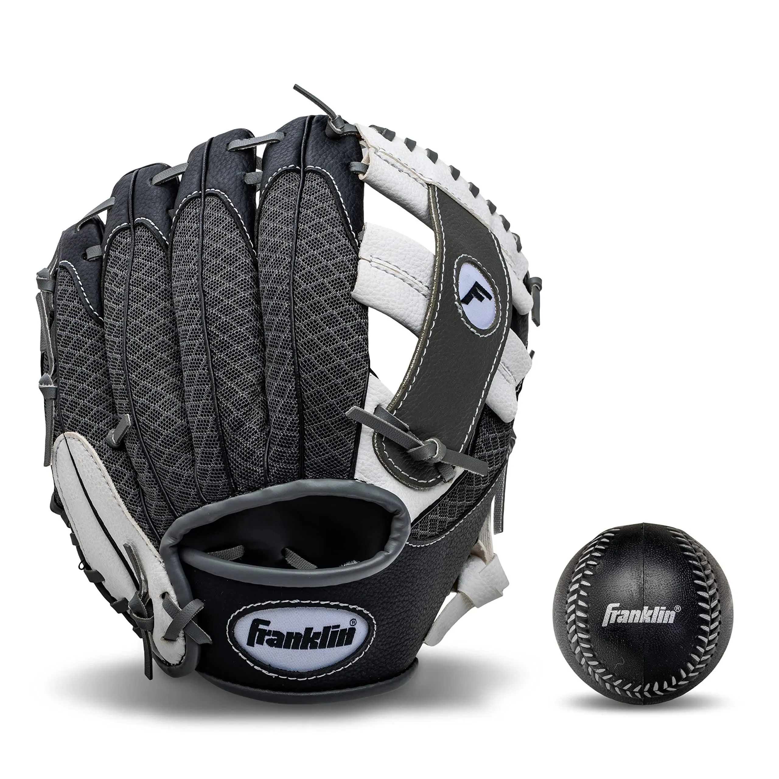 Franklin 9.5” Tee Ball Recreational Glove w/ Ball, Black