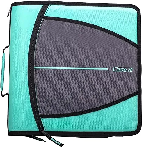 Case-it The Mighty Zip Tab Zipper Binder - 3 inch O-Rings - 5 Color Tab Expanding File Folder - Multiple Pockets - 600 Page Capacity - Includes