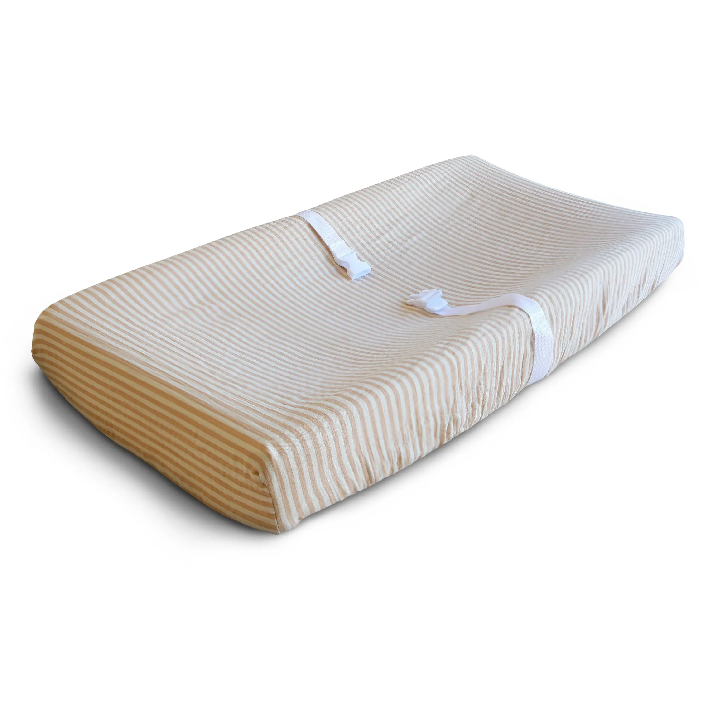 Mushie Extra Soft Muslin Changing Pad Cover - Natural Stripe