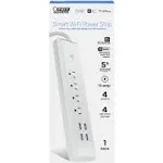 Feit Electric - POWERSTRIP/WIFI - 5 ft. L 4 outlets Wi-Fi Power Strip with USB White