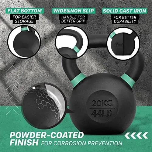 Yes4all Solid Cast Iron Competition Kettlebell - 20 kg / 44 lb