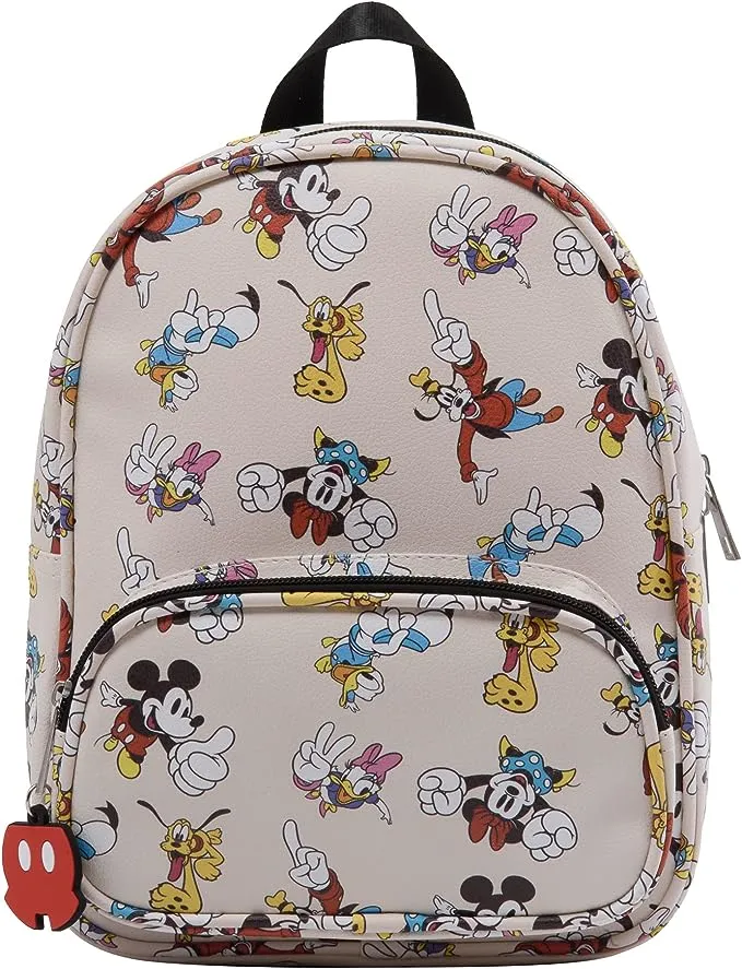 Disney Mickey, Minnie, &amp; Friends Mini Backpack with Allover Print &amp; Molded...