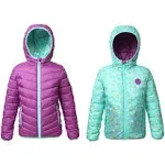 Rokka&Rolla Girls' Reversible Lightweight Puffer Jacket Hooded Water-Resistant Winter Coat