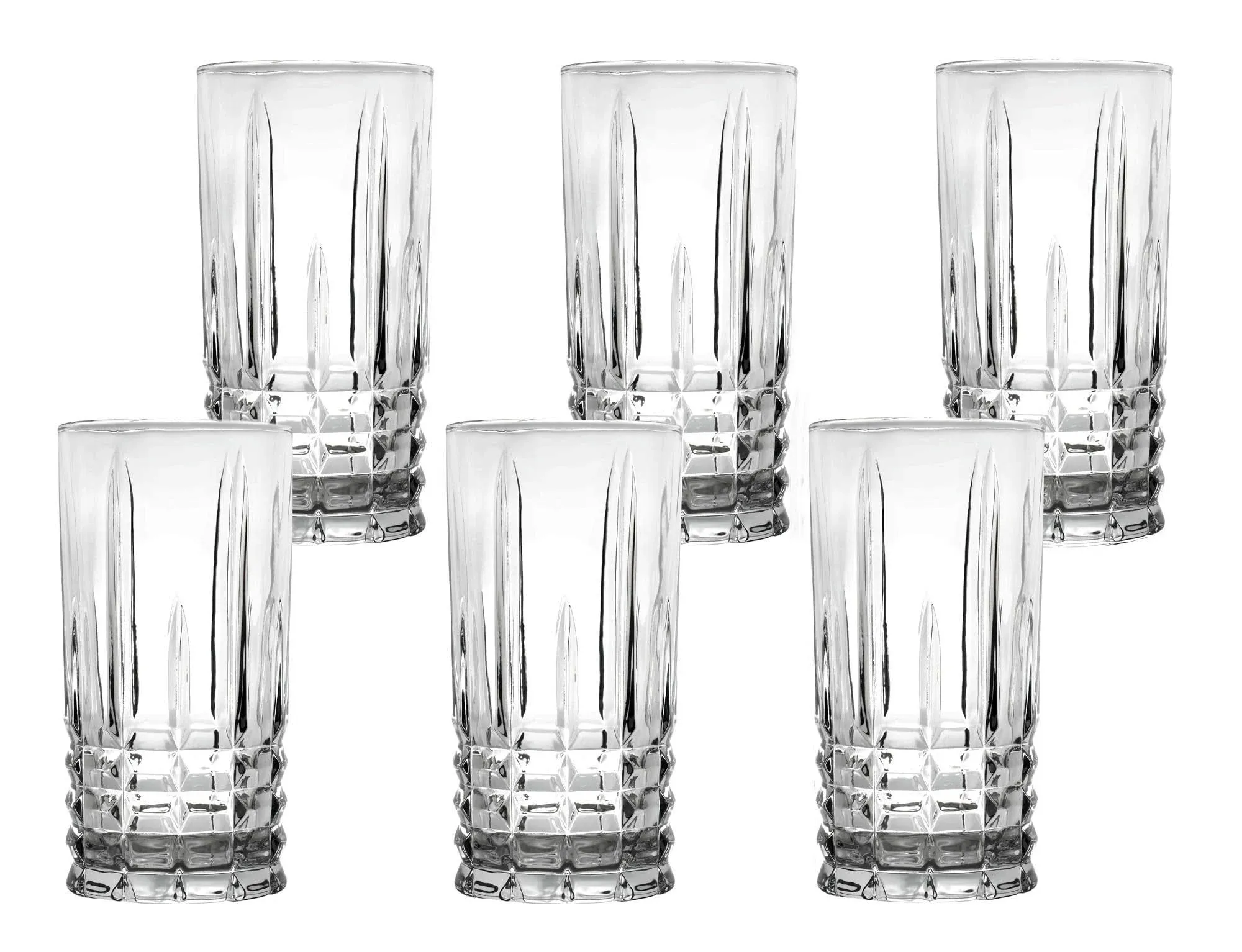 Lorren Home Trends 12 oz. Drinking Glass-Textured Cut Glass, Set of 6