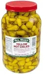 Mrs Klein's Yellow Hot Chilies Hot Chili Peppers-bulk 1 Gallon-great on Charcuterie Board or Mezze Platter, Appetizer Tray or with Hamburgers, Hotdo