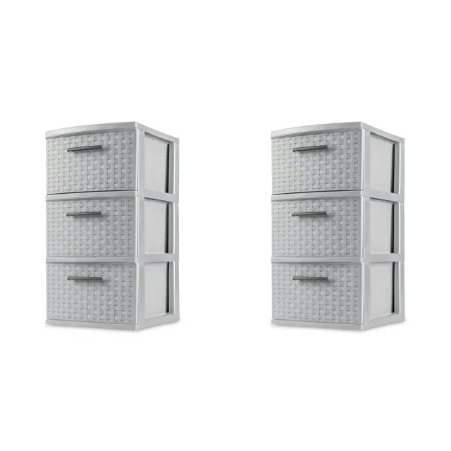 Sterilite 3 Drawer Weave Tower Plastic, Cement