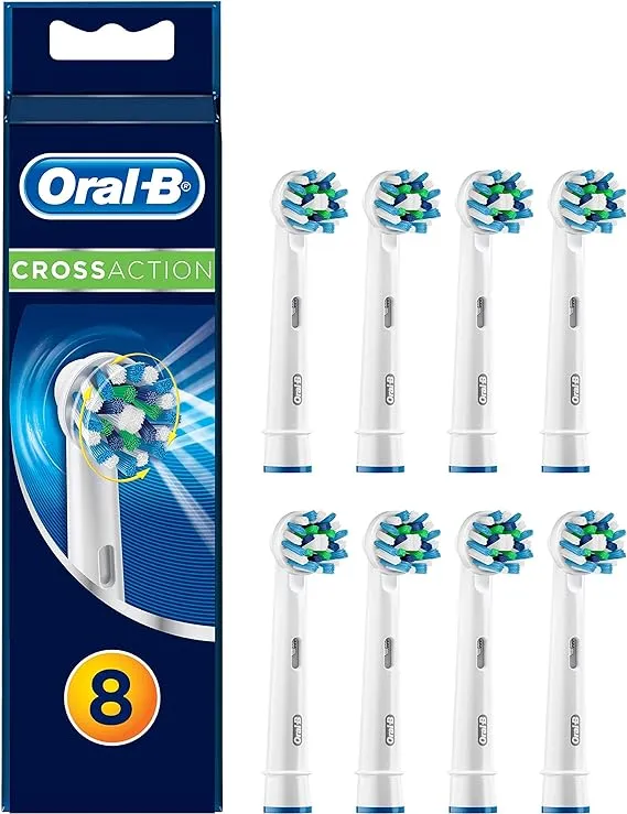 Oral-B CrossAction Toothbrush Head, Pack of 8 Counts