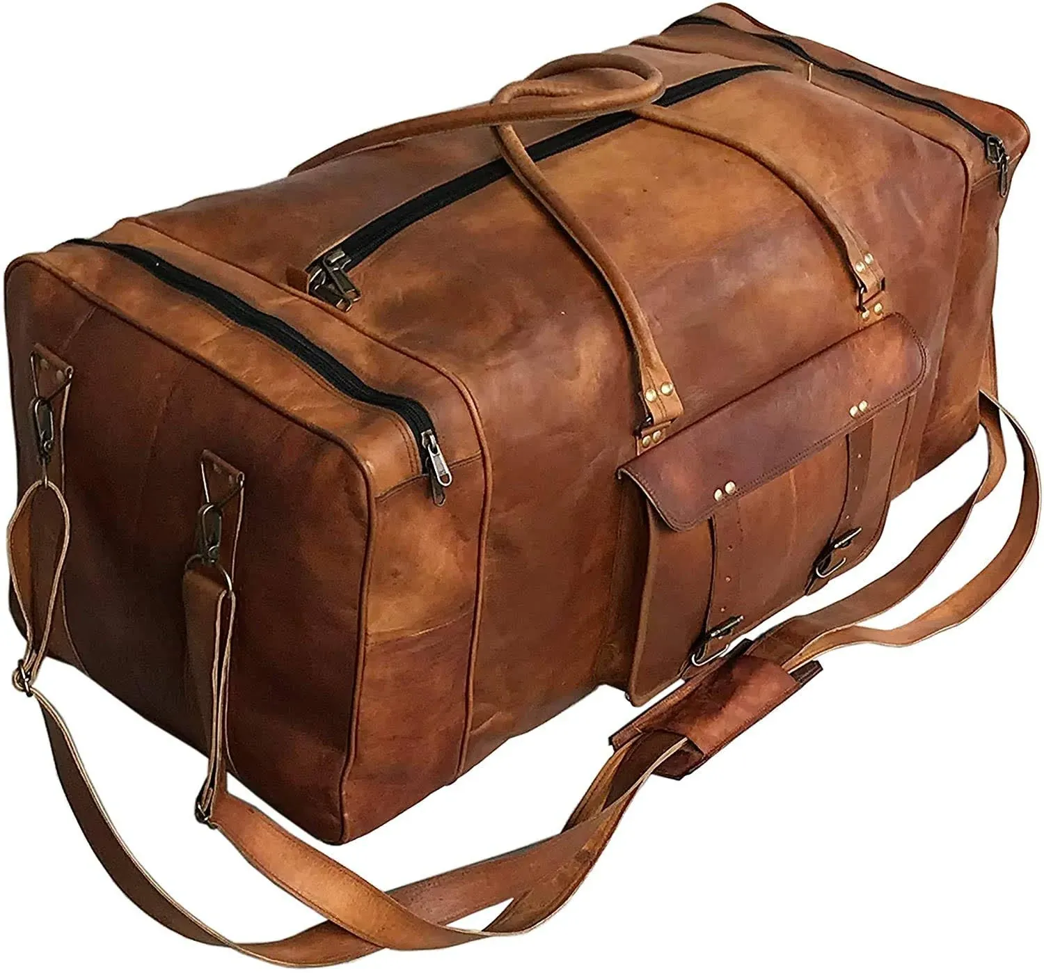 Leather Bag Travel Gym Men Luggage Duffel Brown Vintage S Genuine Weekend New