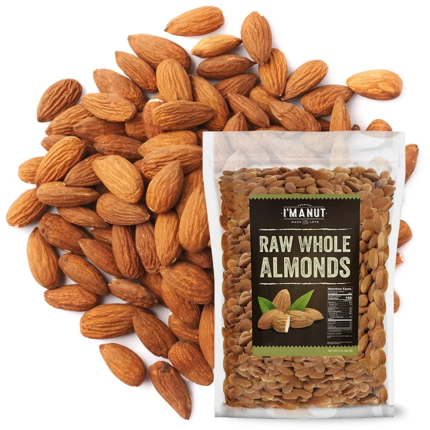 Raw Almond 64 oz 4 lbs Natural Whole No PPO Non-GMO No Herbicide Healthy Protein Boost Premium Quality Try The Difference