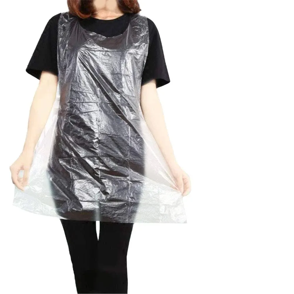 Disposable Aprons (100 Count), Plastic apron for Painting Party, Cooking, Housework, Picnic etc.