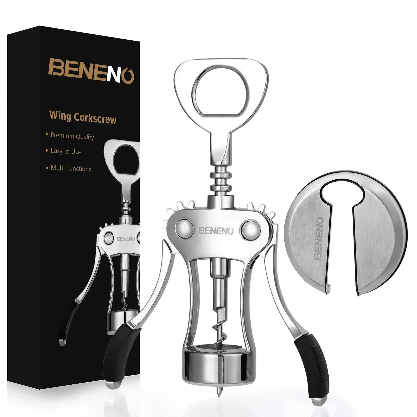 Wine Opener with Stainless Steel Wine Foil Cutter Zinc Alloy Premium Wing Cor...