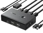 UGREEN 4K@60Hz KVM HDMI Switch For 2 Pcs with 4 USB Ports