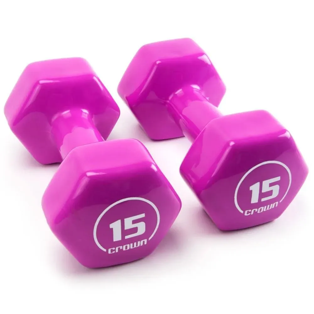 Crown Sporting Goods Brightbells Vinyl Hex Hand Weights, Spectrum Series I: Tropical - Colorful Coated Set of Non-Slip Dumbbell Free Weight Pairs - Home & Gym Equipment