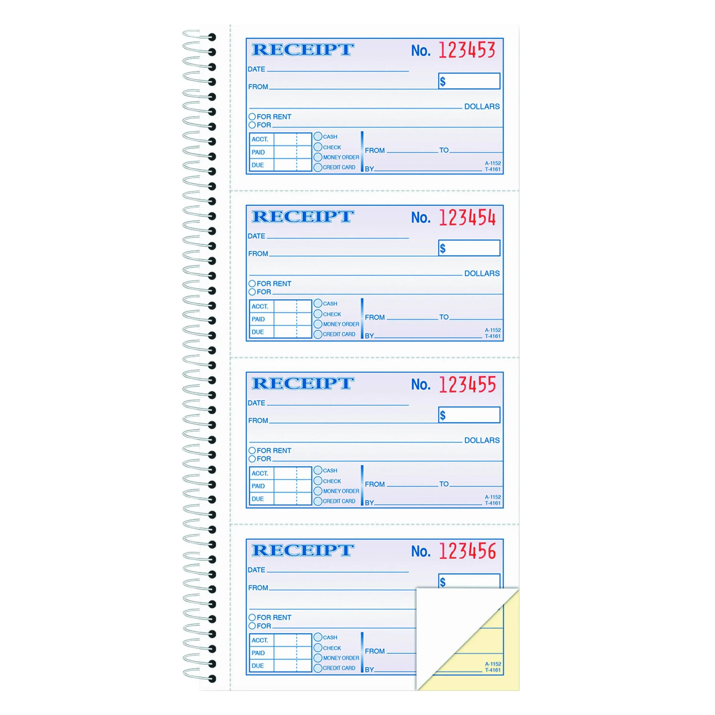 Adams 2-Part Rent Receipt Book Carbonless