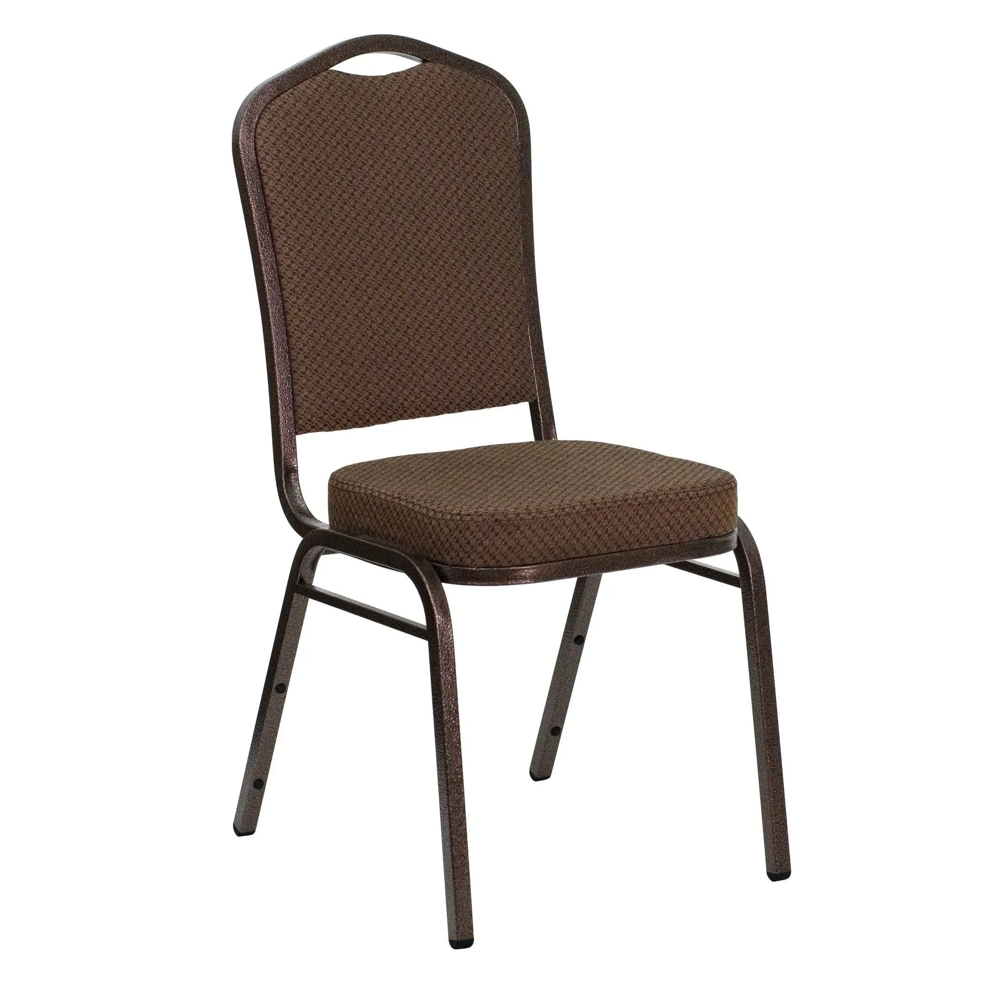 Hercules Series Crown Back Stacking Banquet Chair - Brown Patterned Fabric/Copper Vein Frame