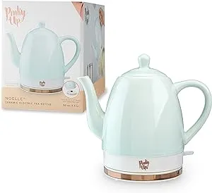 Pinky Up Noelle 1.5 L Ceramic Gooseneck Spout Electric Tea Kettle with Temperature Control - Cordless Design for Boiling Water Pot, Mint, Rose Gold