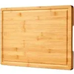 Bamboo Cutting Board for Kitchen, 18" Large Wood Charcuterie Cheese Board, Wooden Chopping Block with Side Handles and Juice Grooves