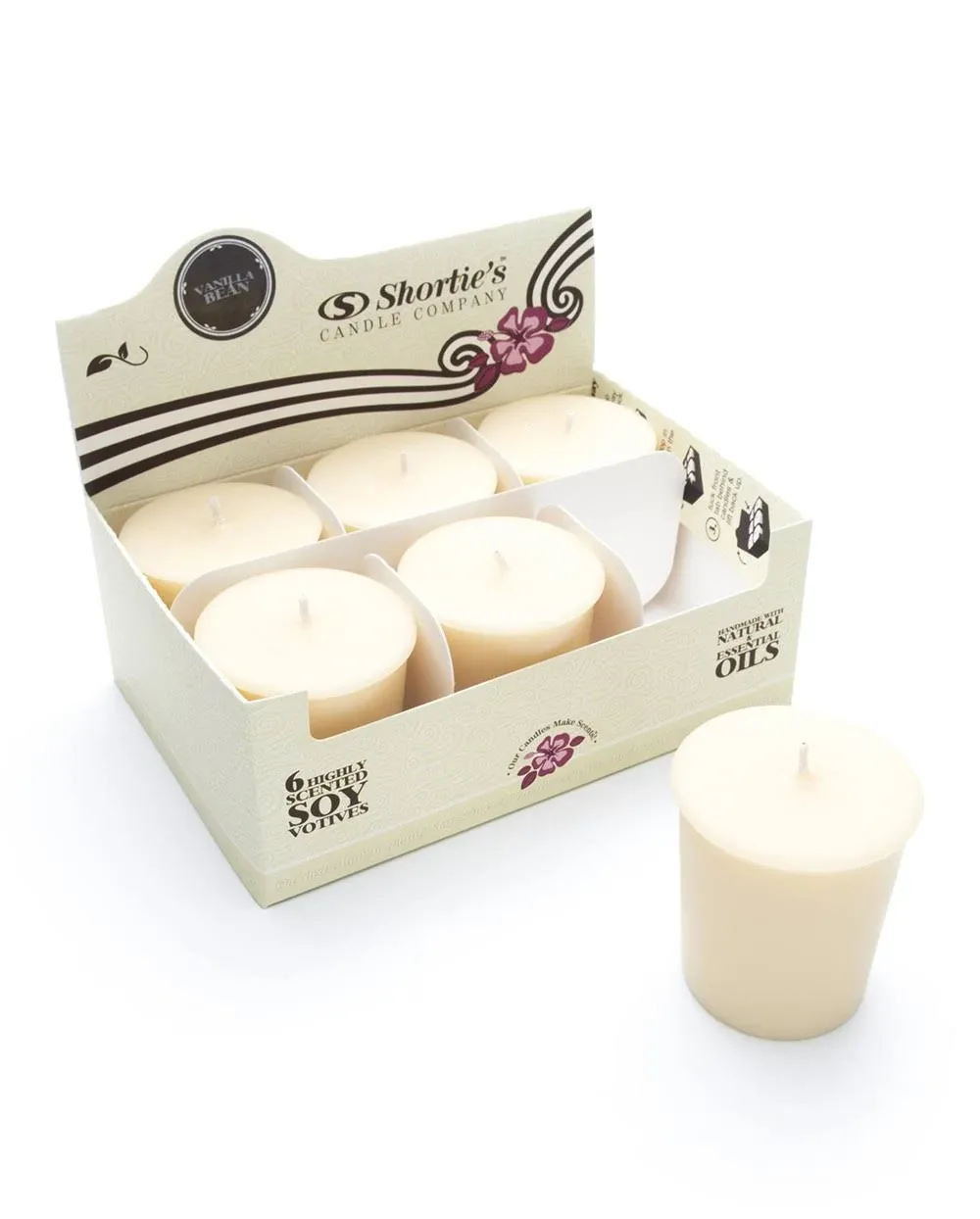 Soy Votive Candles - Scented with Natural Fragrance Oils - 6 Beige Vanilla Bean